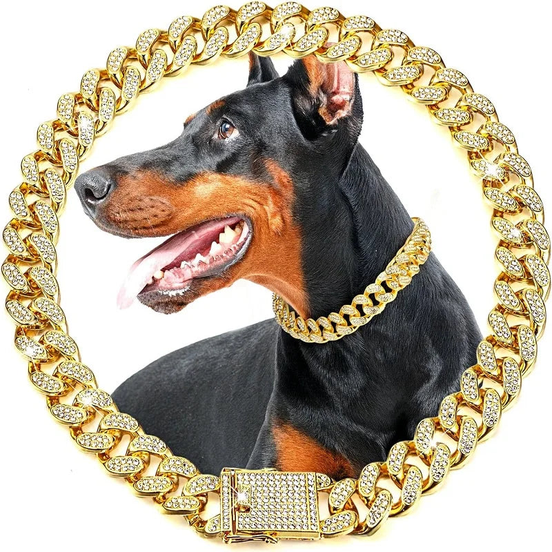 Pet Jewelry Collar – Gold Chain Necklace for Dogs & Cats